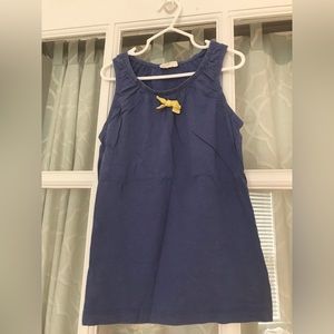 Mini Boden dusty navy blue w/yellow ribbon sleeveless shirt size 9-10 years EUC